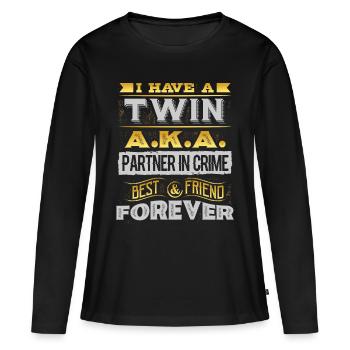 Zwillinge Zwilling - Frauen Premium Bio Langarmshirt - Schwarz - Vorne - Julia (174cm)
