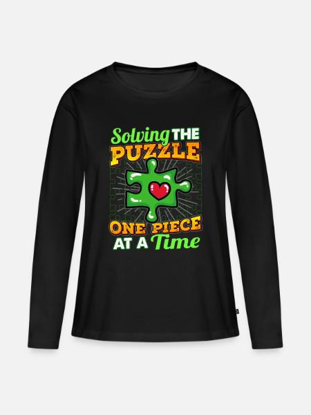 Puzzle Puzzleteil - Frauen Premium Bio Langarmshirt - Schwarz