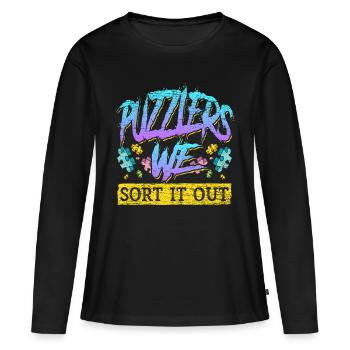 Puzzle puzzle - T-shirt manches longues Premium bio Femme - noir - Devant - Julia (174cm)