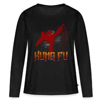 Kung Fu - Women's Premium Organic Long Sleeve Shirt - black - Front - Julia (174cm)