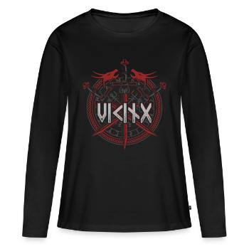 Dieux viking wotan gothique - T-shirt manches longues Premium bio Femme - noir - Devant - Julia (174cm)