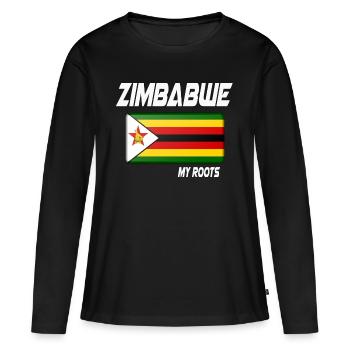zimbabwe roots flag white geschenk - Frauen Premium Bio Langarmshirt - Schwarz - Vorne - Julia (174cm)
