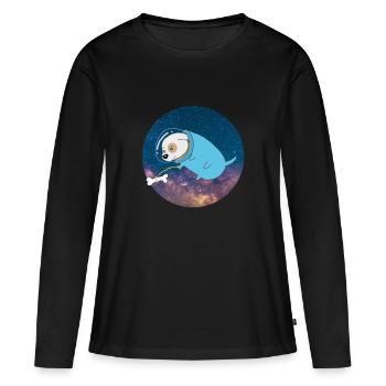 Cosmos astronaute de l'espace cosmos chien - T-shirt manches longues Premium bio Femme - noir - Devant - Julia (174cm)