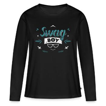 Swag Boy - T-shirt manches longues Premium bio Femme - noir - Devant - Julia (174cm)