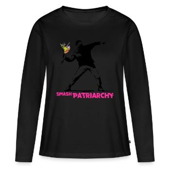 Street Art Graffiti - Smash Patriarchy - T-shirt manches longues Premium bio Femme - noir - Devant - Julia (174cm)
