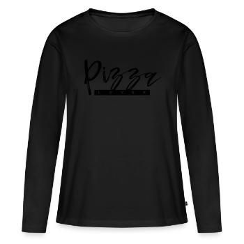 Amoureux de la pizza - T-shirt manches longues Premium bio Femme - noir - Devant - Julia (174cm)
