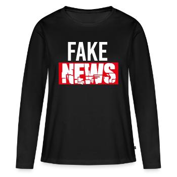 fausses nouvelles - T-shirt manches longues Premium bio Femme - noir - Devant - Julia (174cm)