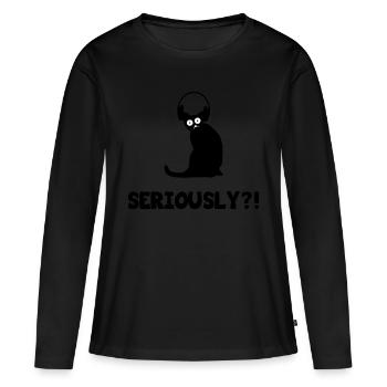 Funny Cat Gaming Chat Kat - Frauen Premium Bio Langarmshirt - Schwarz - Vorne - Julia (174cm)