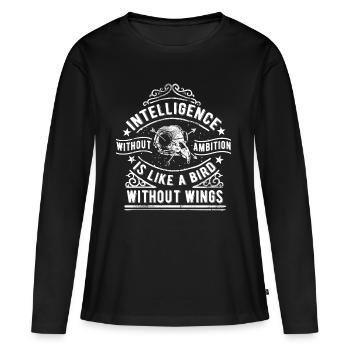 INTELLIGENCE SANS AMBITION - Proverbe T-shirt - T-shirt manches longues Premium bio Femme - noir - Devant - Julia (174cm)