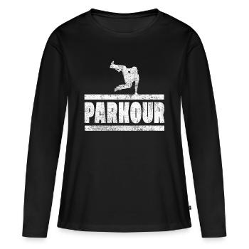 Parkour Freerunning Sport Sport Sports extrêmes - T-shirt manches longues Premium bio Femme - noir - Devant - Julia (174cm)