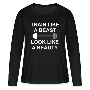 Train comme une bête Ressemble à une beauté - T-shirt manches longues Premium bio Femme - noir - Devant - Julia (174cm)