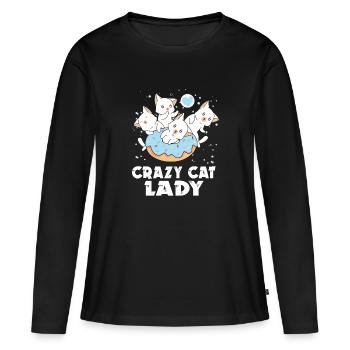 Conception drôle de chats - T-shirt manches longues Premium bio Femme - noir - Devant - Julia (174cm)