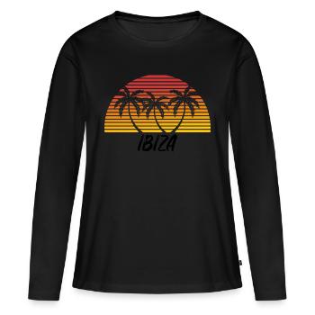 Ibiza - Frauen Premium Bio Langarmshirt - Schwarz - Vorne - Julia (174cm)