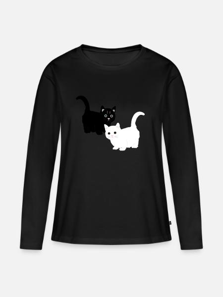 Katzen - Frauen Premium Bio Langarmshirt - Schwarz