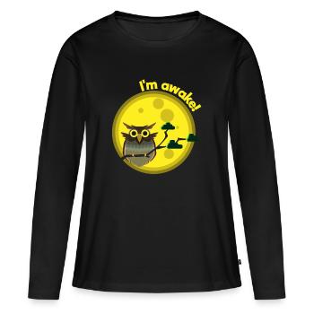 Hibou clair de lune Surexercement nuit dormir cadeau - T-shirt manches longues Premium bio Femme - noir - Devant - Julia (174cm)