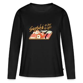 Poisson sushi assiette japonaise vie aime cadeau - T-shirt manches longues Premium bio Femme - noir - Devant - Julia (174cm)