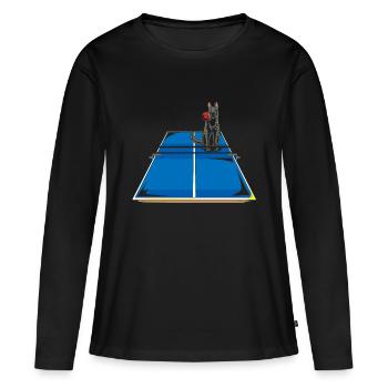 Schäferhund Begleiter Tischtennis Sport Geschenk - Frauen Premium Bio Langarmshirt - Schwarz - Vorne - Julia (174cm)
