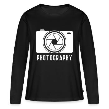 Fotografie - Frauen Premium Bio Langarmshirt - Schwarz - Vorne - Julia (174cm)