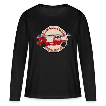 pompiers contre les nazis - ANTIFA EFFACE TOUJOURS - T-shirt manches longues Premium bio Femme - noir - Devant - Julia (174cm)