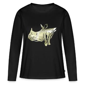 Nashorn - Frauen Premium Bio Langarmshirt - Schwarz - Vorne - Julia (174cm)
