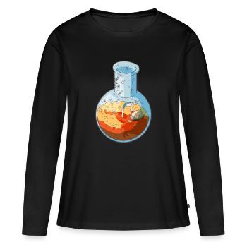 Biology Vial Woman Reading Book Feminism Science - Women's Premium Organic Long Sleeve Shirt - black - Front - Julia (174cm)