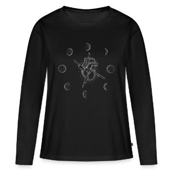 Alchemie Hand Symbole Esoterik Magie Mond Herz - Frauen Premium Bio Langarmshirt - Schwarz - Vorne - Julia (174cm)