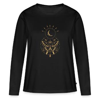 Alchemie Schmetterling Mond Motte Magie Geschenk - Frauen Premium Bio Langarmshirt - Schwarz - Vorne - Julia (174cm)