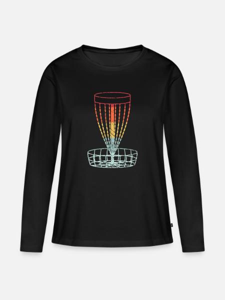 Disc Golf Retro Frolf Korb Scheibengolf Geschenk - Frauen Premium Bio Langarmshirt - Schwarz