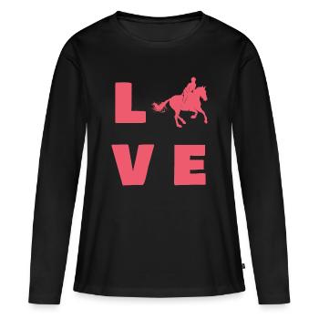 chevaux - T-shirt manches longues Premium bio Femme - noir - Devant - Julia (174cm)