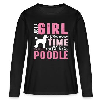 Poodle - Women's Premium Organic Long Sleeve Shirt - black - Front - Julia (174cm)