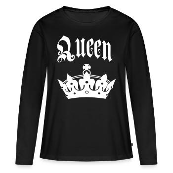 KING & QUEEN crown partner look - Women's Premium Organic Long Sleeve Shirt - black - Front - Julia (174cm)