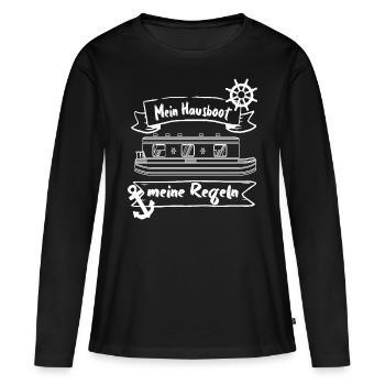 Hausboot Regeln Boot Wasser Urlaub Fluss Schiff - Frauen Premium Bio Langarmshirt - Schwarz - Vorne - Julia (174cm)