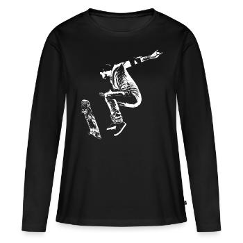 Skater Boy Halfpipe Fly Street Art - Women's Premium Organic Long Sleeve Shirt - black - Front - Julia (174cm)