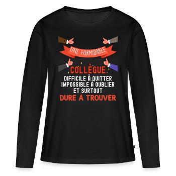 Collegue formidable femme Cadeau départ collegue - T-shirt manches longues Premium bio Femme - noir - Devant - Julia (174cm)