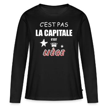 C'est Pas La Capitale C'est Liège - T-shirt manches longues Premium bio Femme - noir - Devant - Julia (174cm)