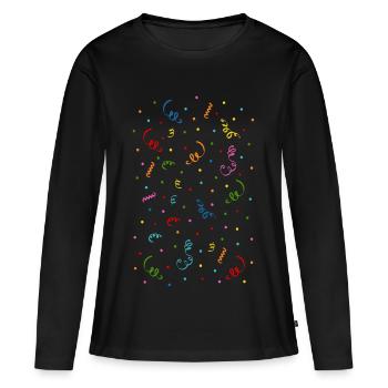 Serpentins confettis - T-shirt manches longues Premium bio Femme - noir - Devant - Julia (174cm)