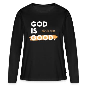 God is good. All the time - Women's Premium Organic Long Sleeve Shirt - black - Front - Julia (174cm)