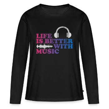 dj - T-shirt manches longues Premium bio Femme - noir - Devant - Julia (174cm)