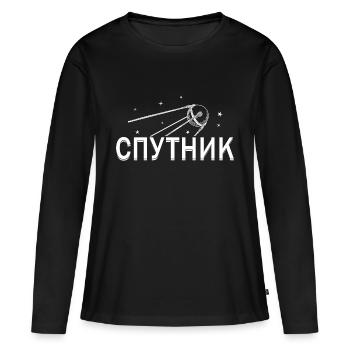 Spoutnik URSS satellite Union soviétique Russie - T-shirt manches longues Premium bio Femme - noir - Devant - Julia (174cm)
