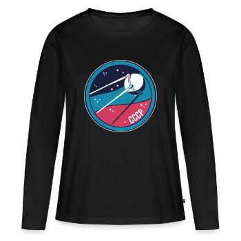 Spoutnik URSS satellite Union soviétique Russie - T-shirt manches longues Premium bio Femme - noir - Devant - Julia (174cm)