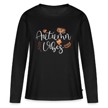 Automne Vibes - T-shirt manches longues Premium bio Femme - noir - Devant - Julia (174cm)