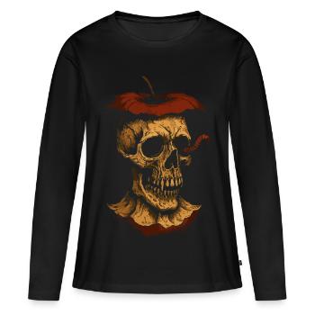 Rotten Apple Skull Art – Dark Design - Women's Premium Organic Long Sleeve Shirt - black - Front - Julia (174cm)