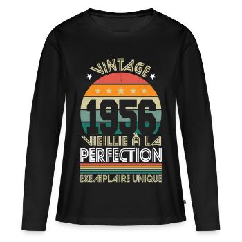 1956 – Vintage – Exemplaire unique - T-shirt manches longues Premium bio Femme - noir - Devant - Julia (174cm)