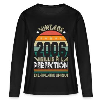 2006 – Vintage – Exemplaire unique - T-shirt manches longues Premium bio Femme - noir - Devant - Julia (174cm)