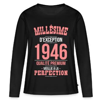 1946 – Exceptional vintage – Premium quality - Women's Premium Organic Long Sleeve Shirt - black - Front - Julia (174cm)