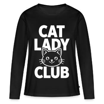 Cat Lady Club with cute cat - Women's Premium Organic Long Sleeve Shirt - black - Front - Julia (174cm)