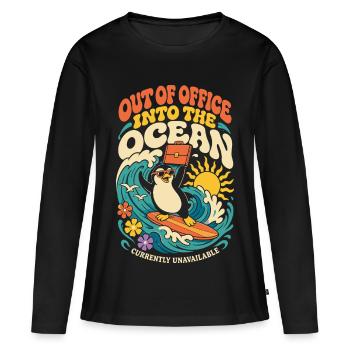 Pinguin im Urlaub – Out of Office - Frauen Premium Bio Langarmshirt - Schwarz - Vorne - Julia (174cm)