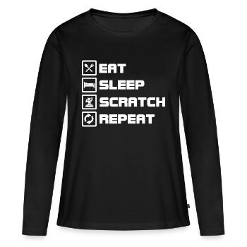 eat sleep scratch repeat DJ - T-shirt manches longues Premium bio Femme - noir - Devant - Julia (174cm)