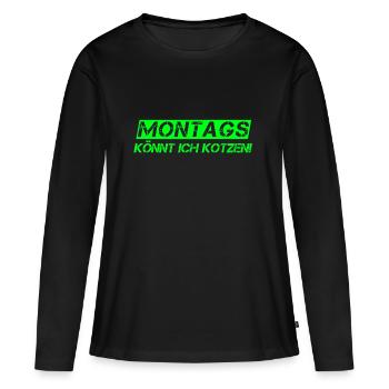 Les lundis je peux vomir idée de motivation au travail - T-shirt manches longues Premium bio Femme - noir - Devant - Julia (174cm)