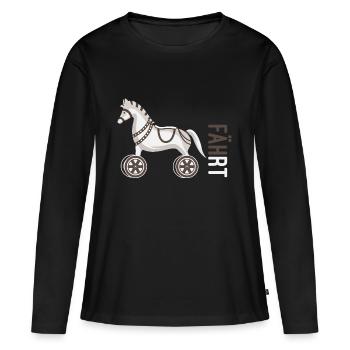 Fährt Pferd Fahrrad - Frauen Premium Bio Langarmshirt - Schwarz - Vorne - Julia (174cm)